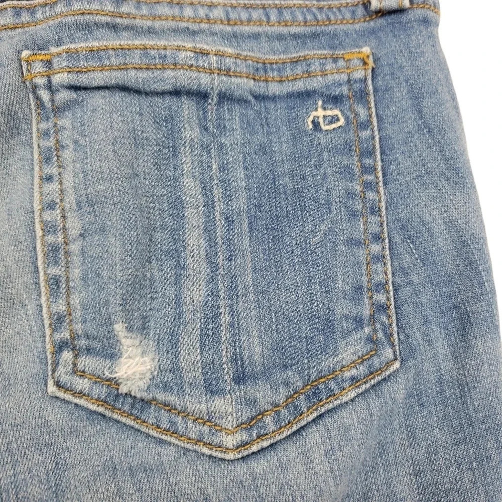 Rag & Bone Skinny Moto Jeans Medium Wash Zip Ankle Distressed Denim - Picture 8 of 12